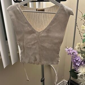 Alberta Ferretti Cream V-Neck Sweater